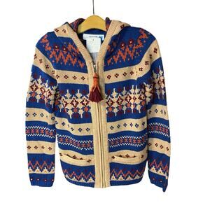Anthropologie Sparrow Fair Isle Knit Hoodie Sweater NWT Size Small boho artsy